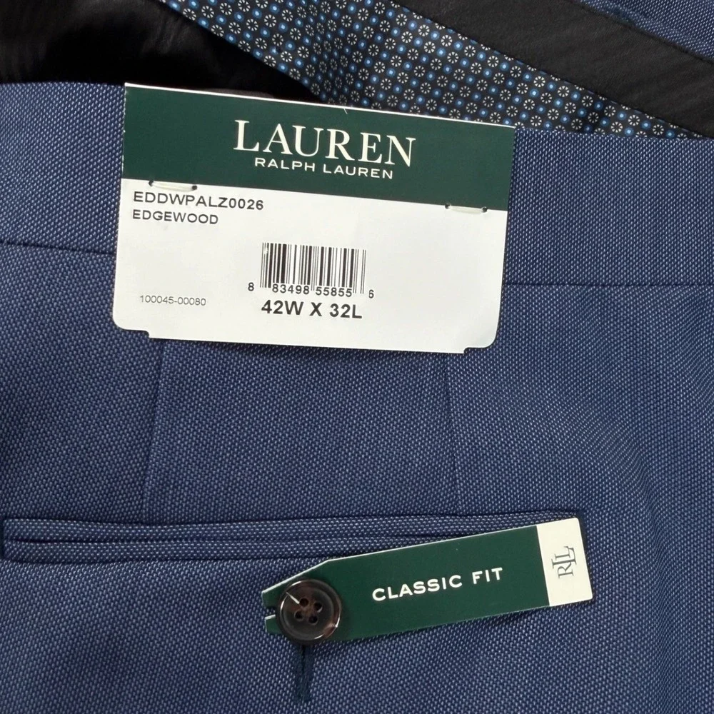 Lauren Ralph Lauren 42x32 Blue Edgewood Ultraflex Wool Pants NEW Classic Fit